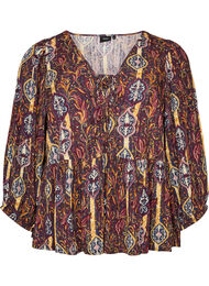 Bluse med paisleytrykk og blondedetaljer, Lilla
