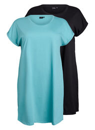2-pakk T-skjortekjole med korte ermer, Black / Bristol Blue