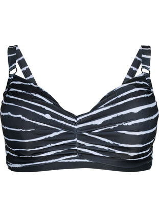 Bikini-BH med trykk og bøyle, Black White Stripe, Packshot image number 0