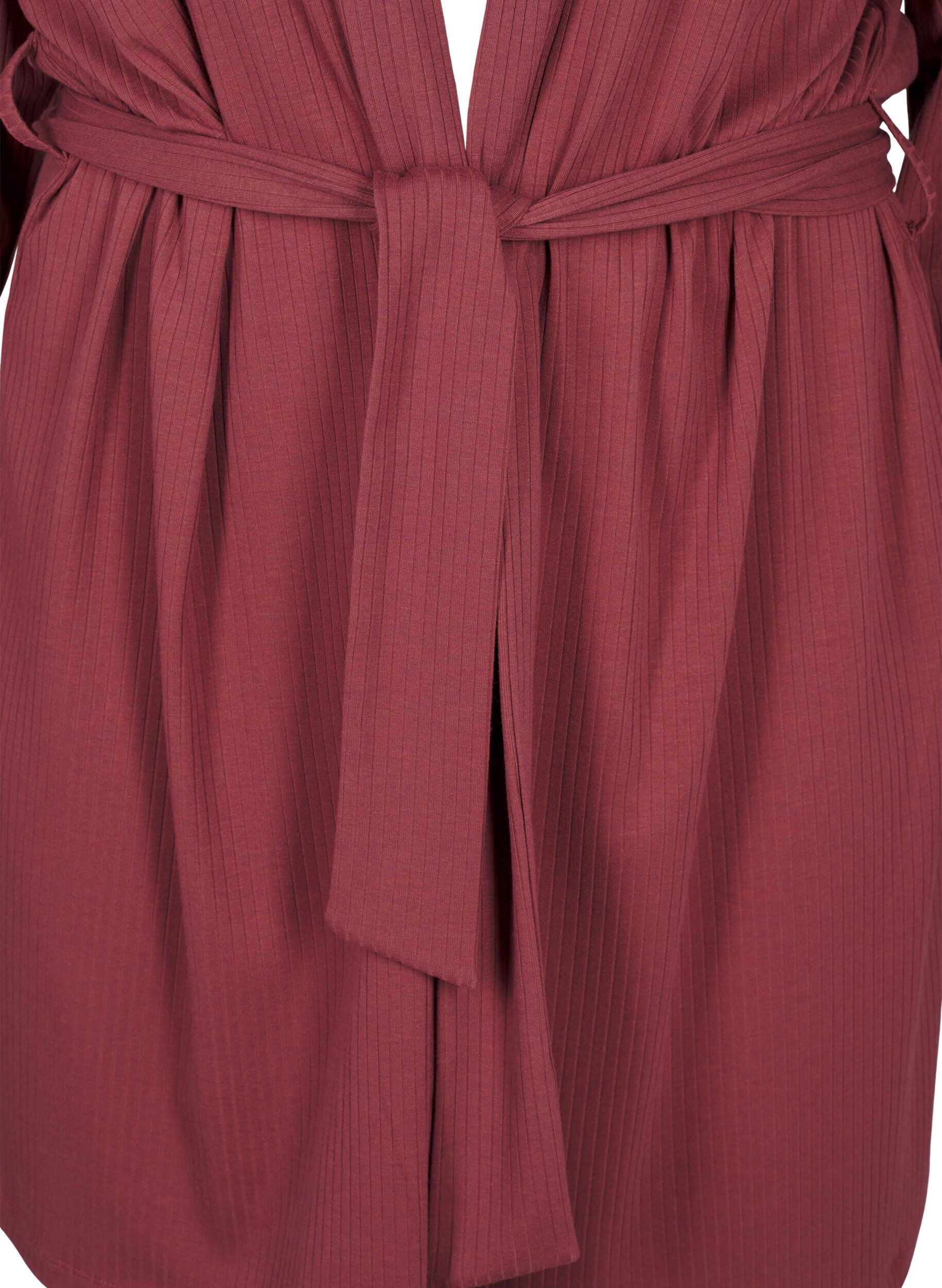 Zizzi Morgenk&aring;pe med knytebelte, Rose Brown, Packshot image number 2