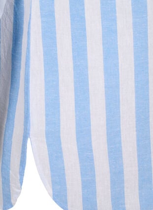 Lang skjorte i lin og bomull, Blue White Stripe, Packshot image number 3