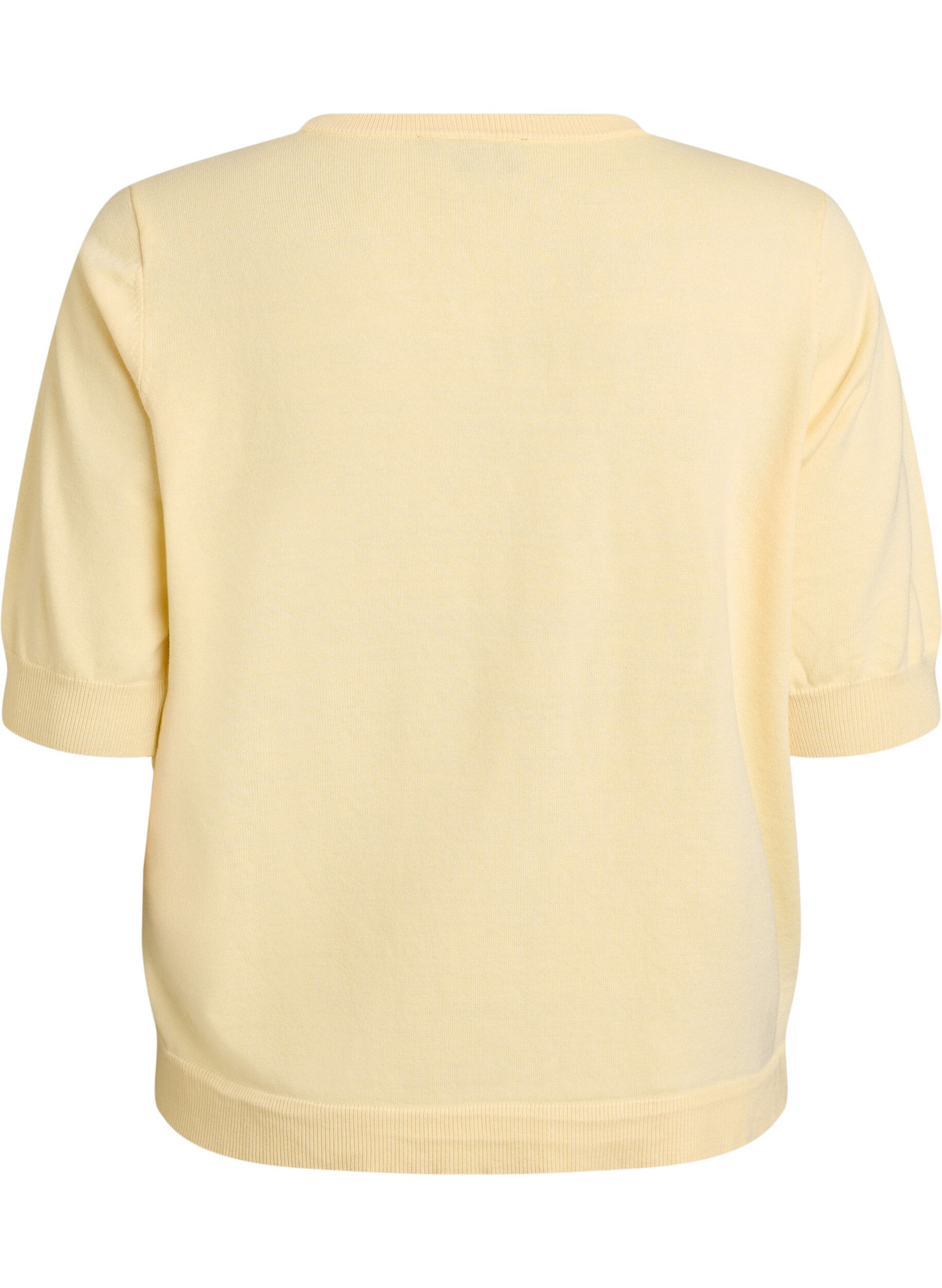 ZizziFinstrikket bluse med korte ermer, Gul, Packshot image number 1