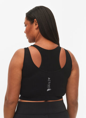 Sømløs sports-BH med dobbeltlag, Black, Model image number 1