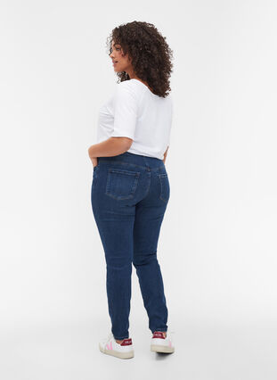 Amy jeans med høyt liv og stretch, Blue denim, Model image number 1