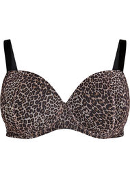 Formstøpt BH med leopardmønstret mesh, Brun