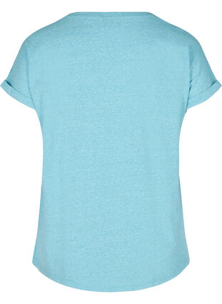 Melert T-skjorte i bomull , River Blue Melange, Packshot image number 1