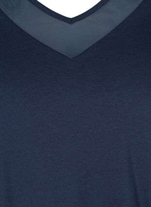 T-skjorte med V-hals og mesh, Navy Blazer, Packshot image number 2