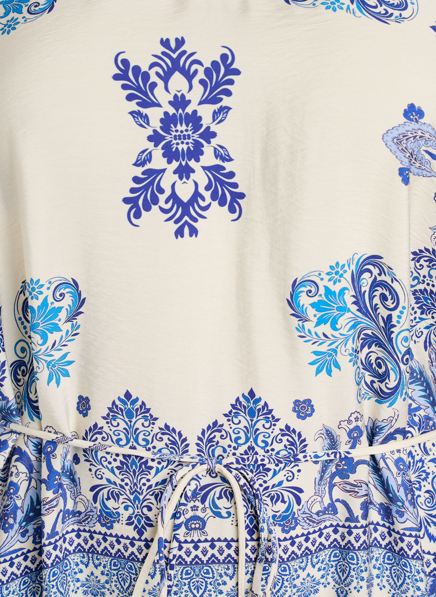 Zizzi M&oslash;nstret midiskj&oslash;rt i viskose med knytebelte, Bl&aring;, Packshot image number 2