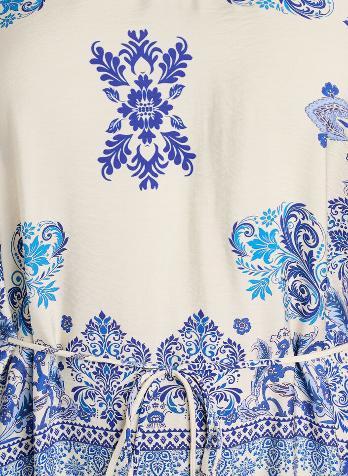 M&oslash;nstret midiskj&oslash;rt i viskose med knytebelte, Bl&aring;, Packshot image number 2