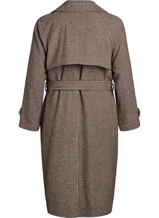 Zizzi Rutete kåpe med belte, Brun, Packshot image number 1