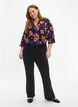 Blomstret bluse med 3/4-ermer, Peacoat Flower AOP, Model image number 2