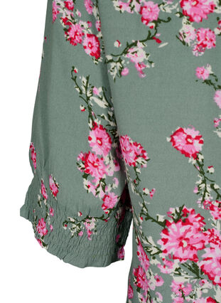 Bluse i viskoe med knapper, Spray Green Flower, Packshot image number 3