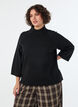 Strikkebluse i viskoseblanding med rullehals, Svart, Model image number 0