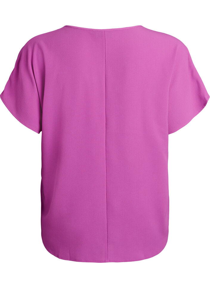 Bluse med korte ermer og rund hals, Lilla, Packshot image number 1