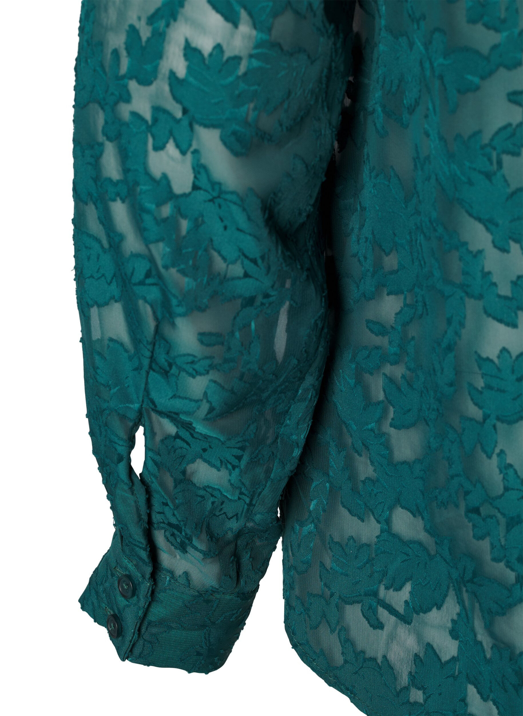 Zizzi Jacquard-skjorte med knapper, Rain Forest, Packshot image number 4