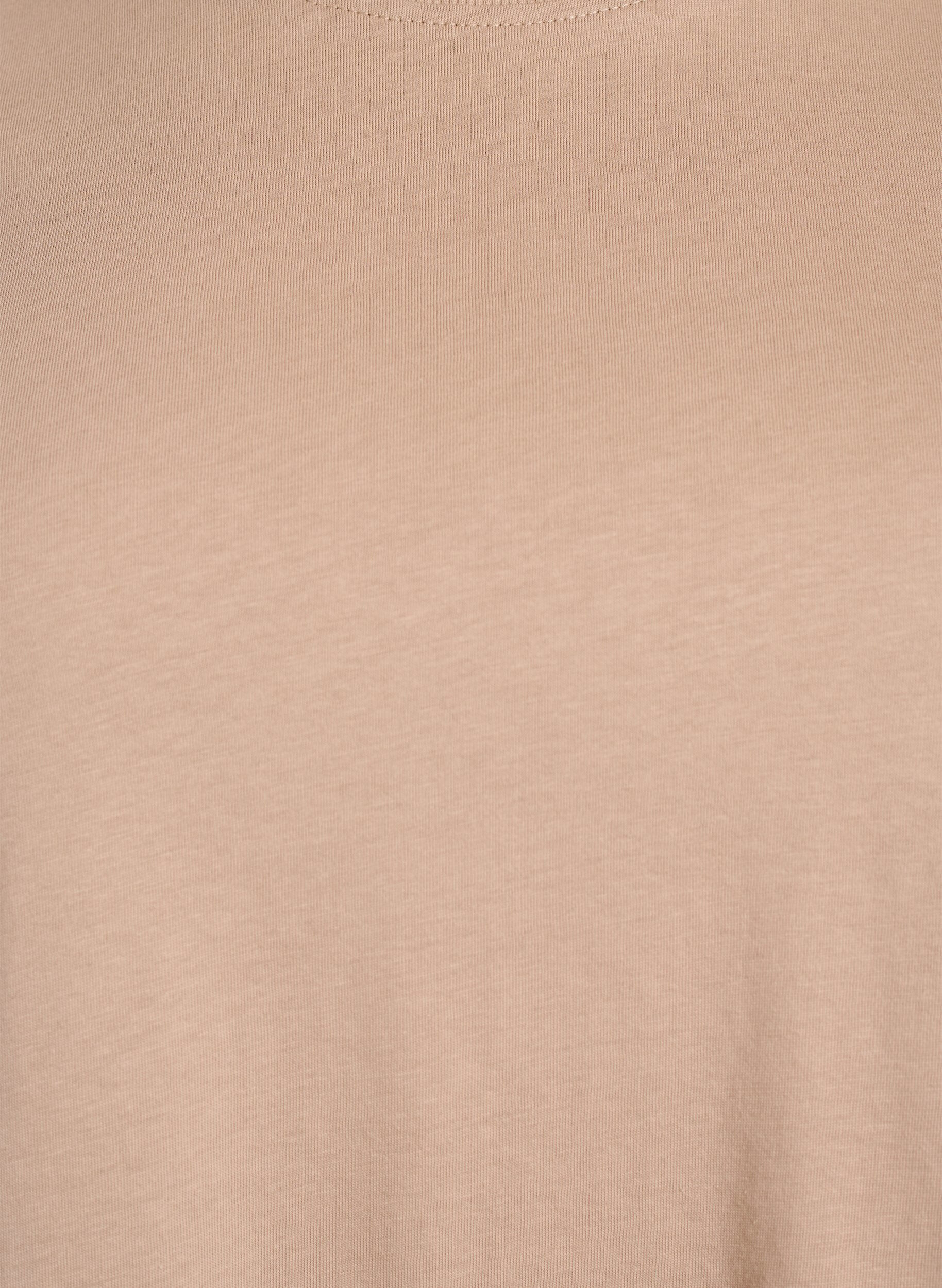 ZizziBasic T-skjorte i bomull med rund hals, Beige, Packshot image number 2