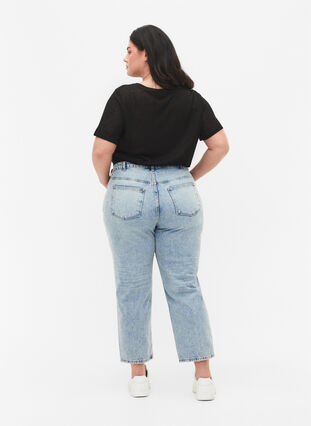Cropped Vera jenas med nagler, Light blue denim, Model image number 1