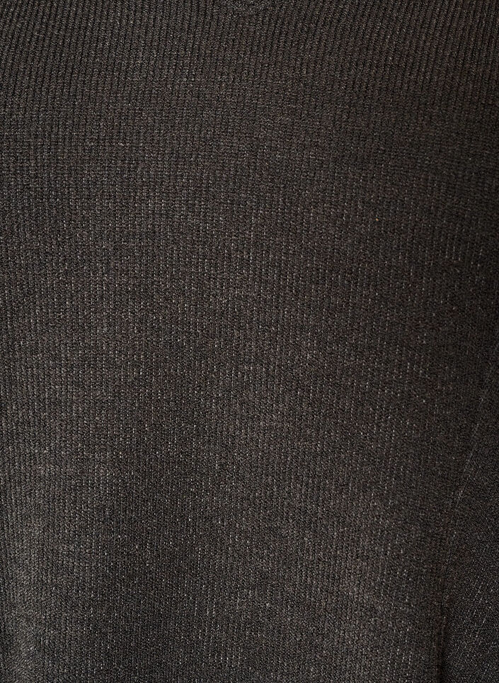 Jersey bluse med ribbet tekstur og A-linje passform, Svart, Packshot image number 2