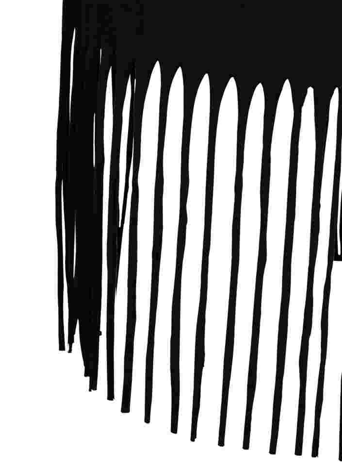 Kortermet bomullskjole med frynser, Black, Packshot image number 3