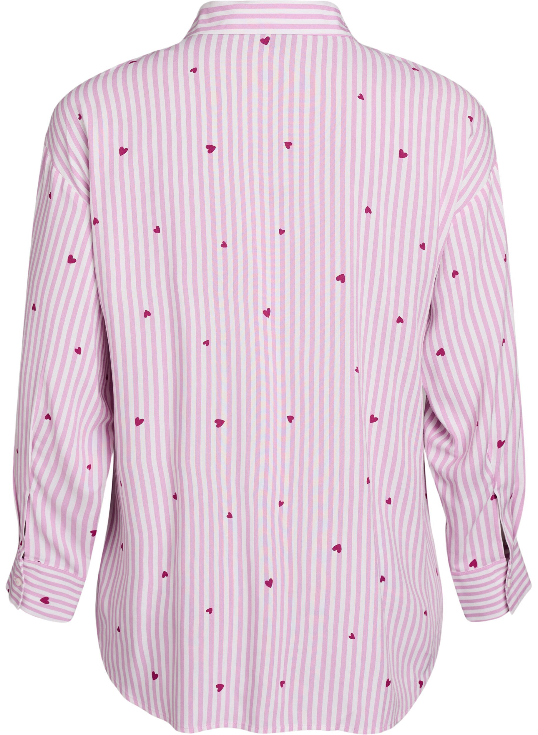 ZizziNattkjole med striper og hjerter, Rosa, Packshot image number 1
