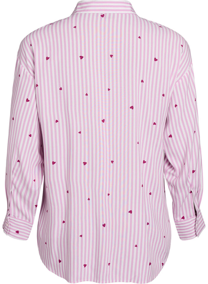Nattkjole med striper og hjerter, Rosa, Packshot image number 1