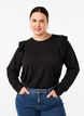 Langermet bluse med volangdetaljer, Black, Model image number 0