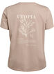 T-skjorte med tekstprint og rund hals, Brun, Packshot image number 1