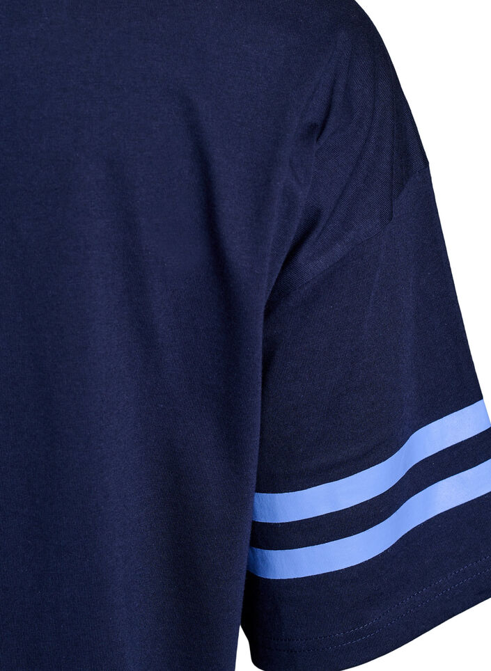 Sporty oversized college T-skjorte, Blå, Packshot image number 3
