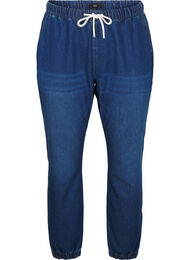 Joggebukse i denim med lommer, Bl&aring;