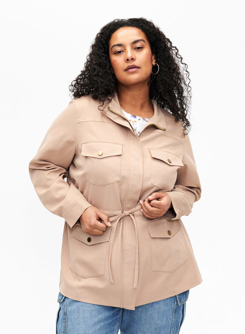 Army-jakke med snøring i midjen, Lark, Model image number 0