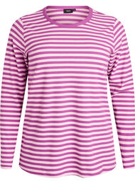 Stripete bluse med lange ermer, Lilla