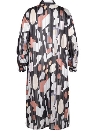 Mønstrete skjortekjole med smock, Graphic AOP, Packshot image number 1