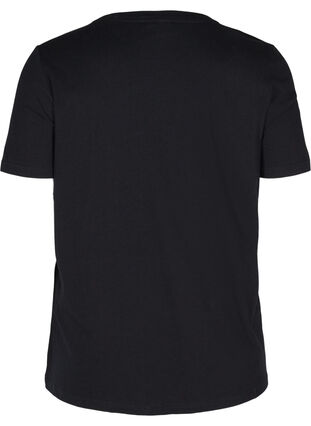T-skjorte i økologisk bomull med strass, Black, Packshot image number 1