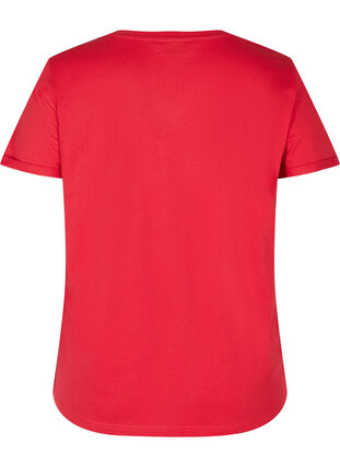 T-skjorte med trykk i bomull til trening , Haute Red, Packshot image number 1