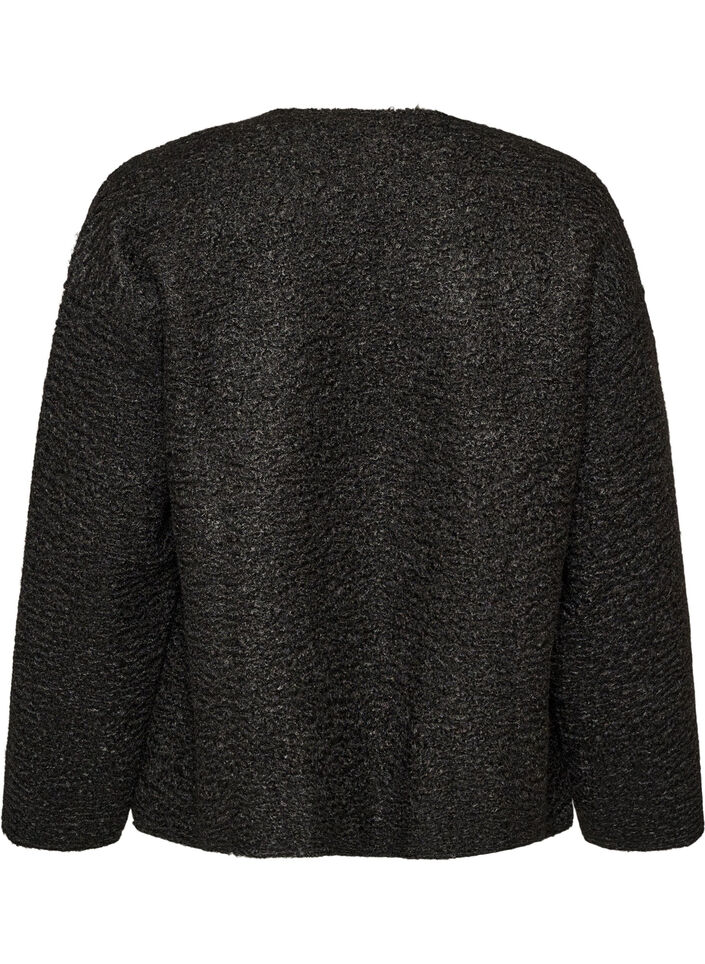Loose fit cardigan med lommer, Svart, Packshot image number 1