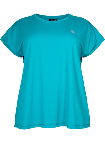 Kortermet trenings T-skjorte, Deep Peacock Blue, Packshot image number 0