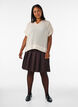 Seersucker bluse med V-hals, Beige, Model image number 1