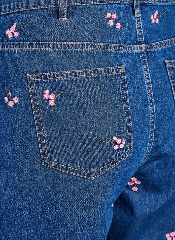 Dongerishorts med broderte blomster, B. D. Pink Flower, Packshot
