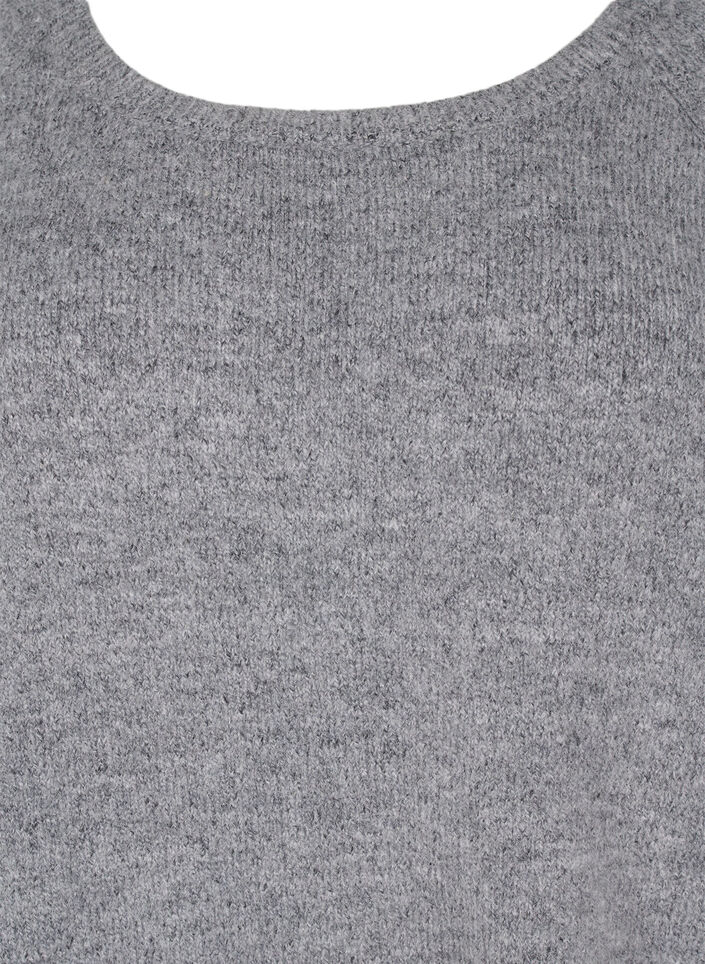 Løstsittende, strikket bluse med rund hals, Medium Grey Melange, Packshot image number 2