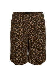 Leopardm&oslash;nstret denim Bermudashorts, Brun