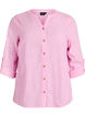 Bluse i bomull med V-hals, Rosa, Packshot image number 0