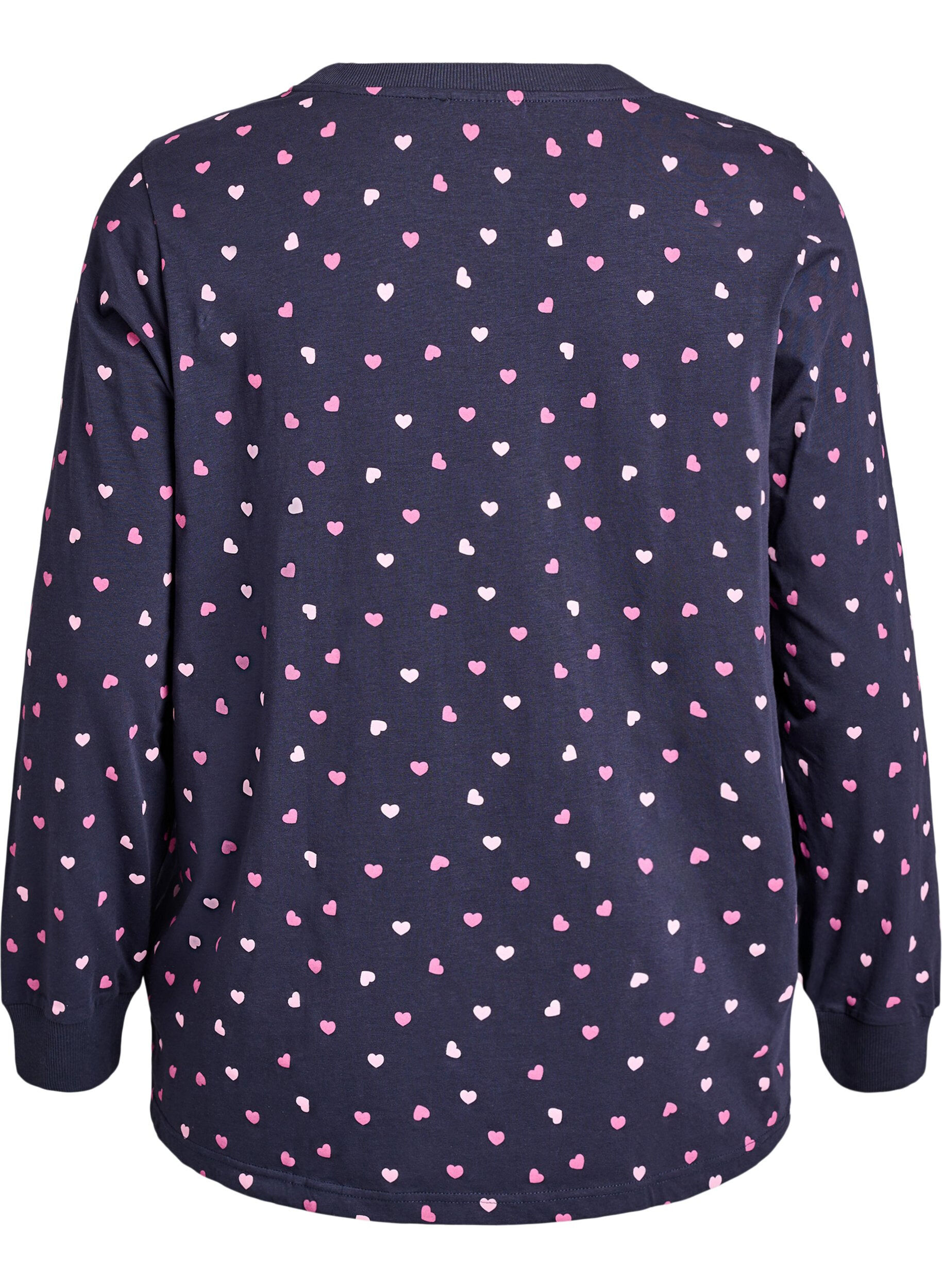 ZizziNattbluse med et trykk, Bl&aring;, Packshot image number 1