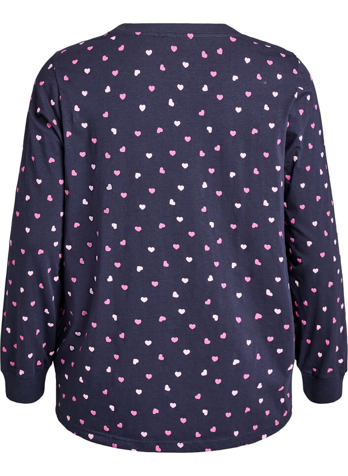 Nattbluse med et trykk, Bl&aring;, Packshot image number 1