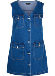 Denim spencerkjole med knapper, Dark blue denim
