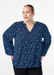 Langermet bluse med blomsterbroderi, Blå, Model image number 0
