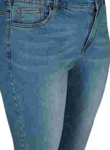 Cropped Amy jeans med høyt liv og sløyfe, Blue denim, Packshot image number 2
