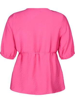 Zizzi wrap Bluse i viskose med 1/2 ermer, Beetroot Purple, Packshot image number 1