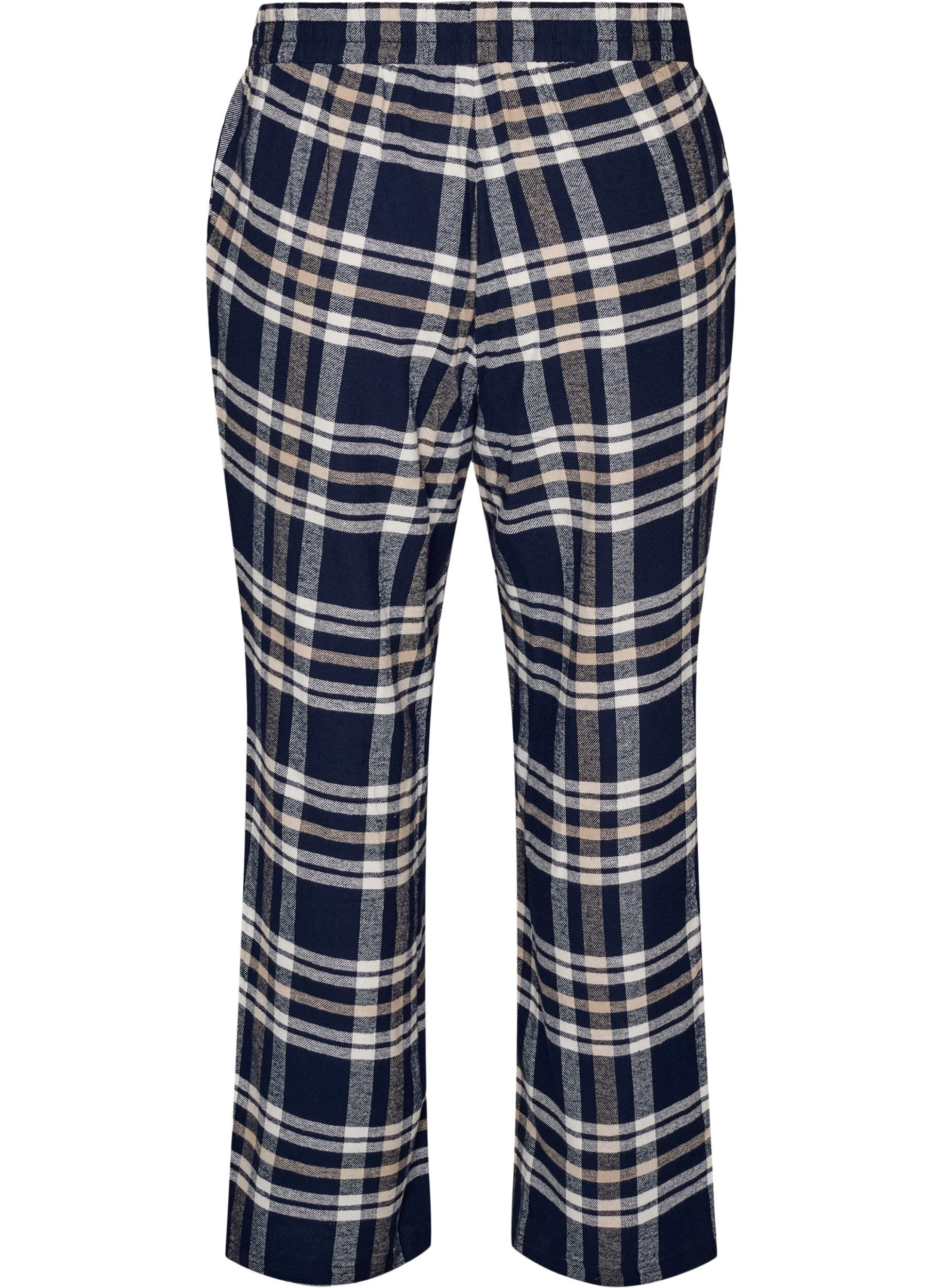 ZizziRutete bomulls pyjamasbukser, Bl&aring;, Packshot image number 1