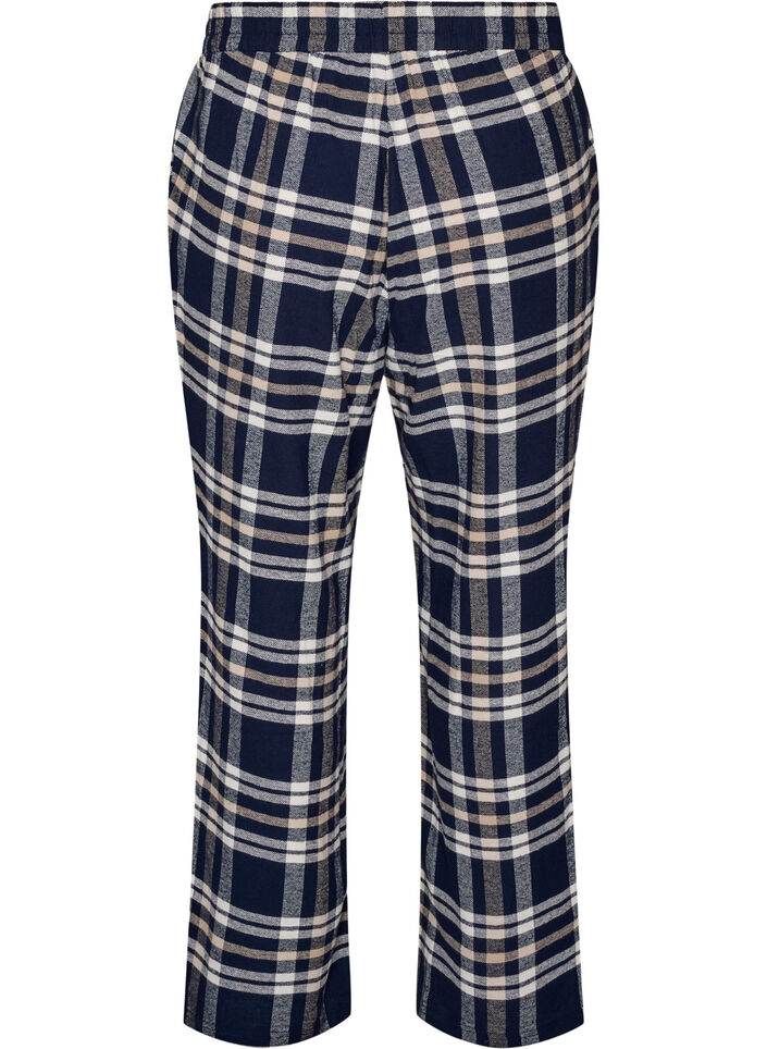 Rutete bomulls pyjamasbukser, Bl&aring;, Packshot image number 1