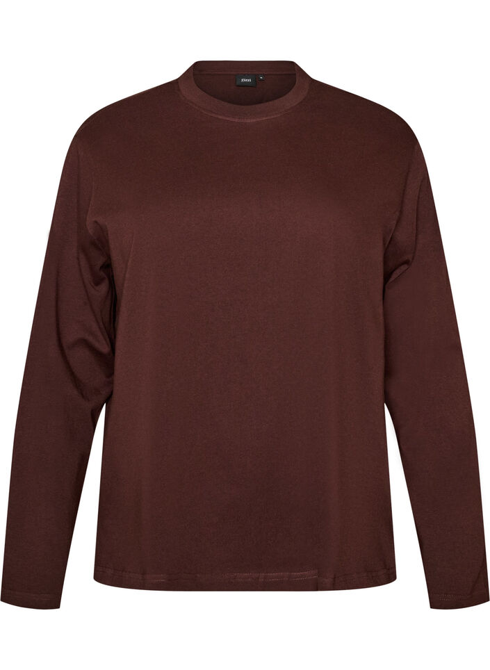 Basis T-skjorte med lange ermer, Brun, Packshot image number 0